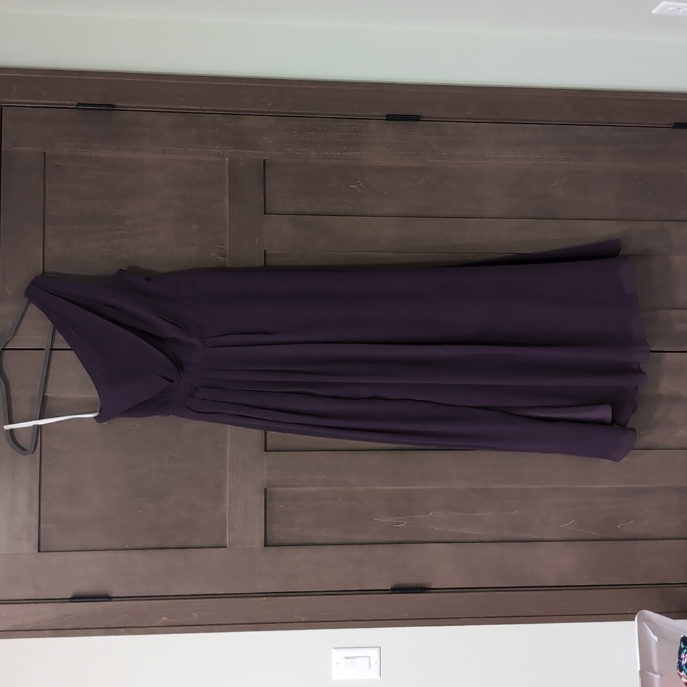 David's Bridal One-Shoulder Plum Formal Gown